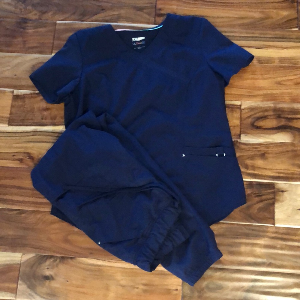 Premium Ultimate mock wrap scrub shirt and joggers